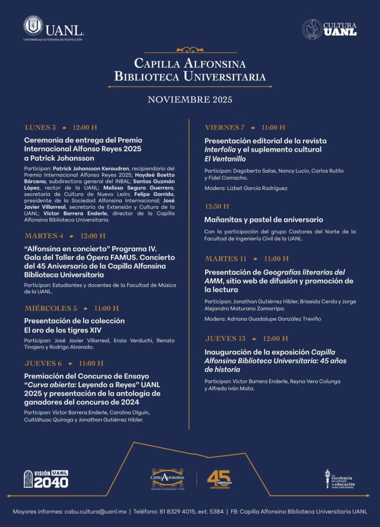 Agenda cultural de celebración del nuestro 45 aniversario